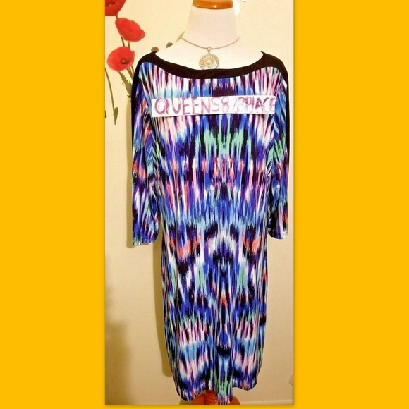 New Jessica Howard Womens Dress 14W Blue Stretch 3/4 Sleeve Plus Size - Picture 1 of 8